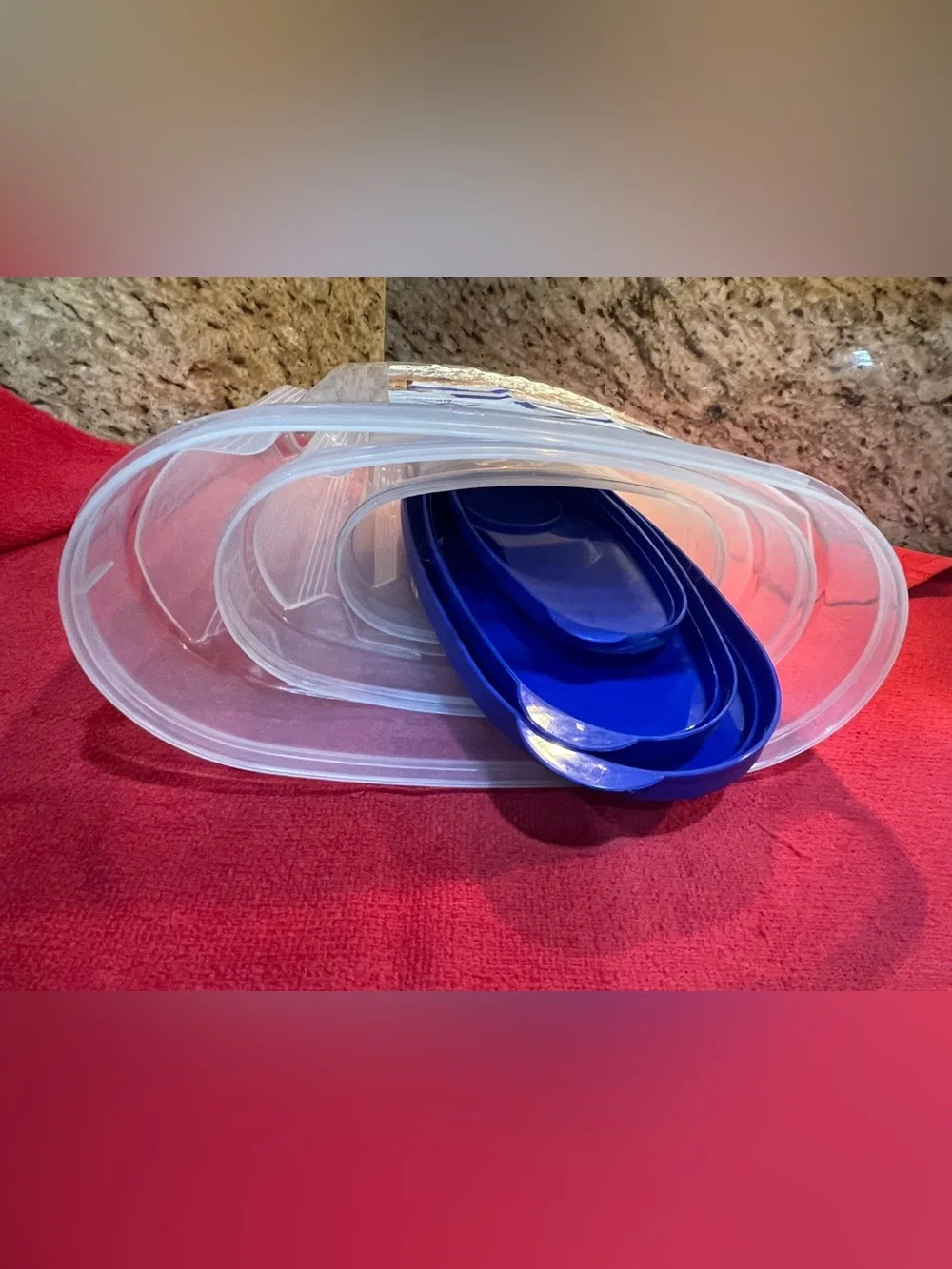 Clear Plastic Food Storage Containers /  Blue Lids - Airtight Kitchen Organizer